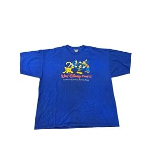 Vintage‎ Walt Disney World 2000 Mickey Graphic Blue Shirt Men's Size XXL